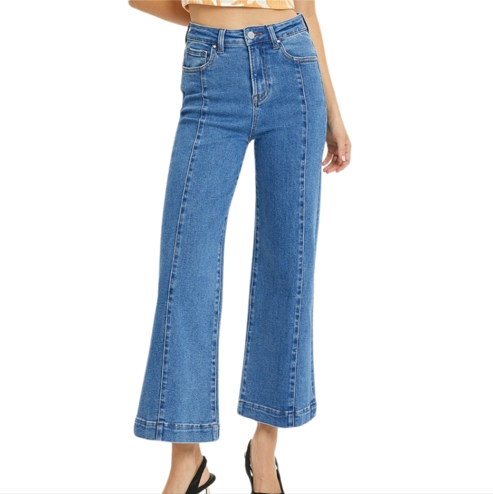 K22  Risen Jeans High Rise Ankle Wide Leg